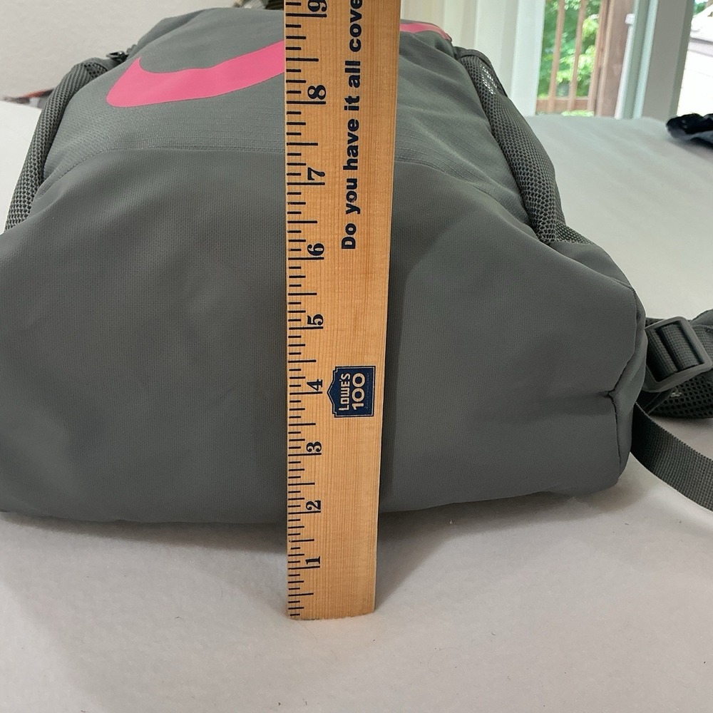 Nike Brasilia Backpack Gray Pink Swoosh 18" Travel School Sports Gym Athletic - Picture 6 of 16